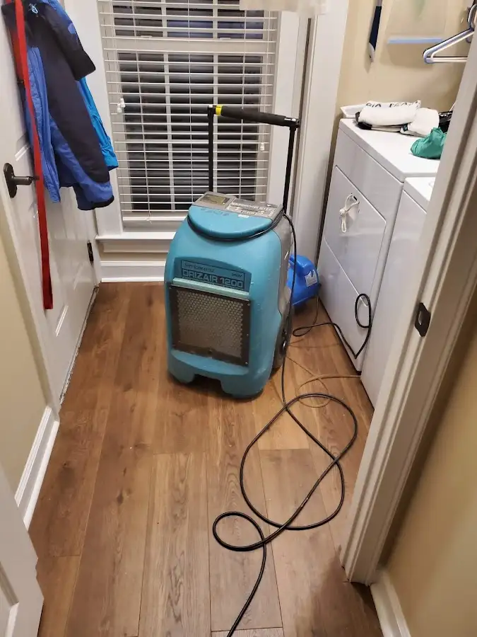 Commercial dehumidifier deployed for Flood Damage Cleanup in Center Line